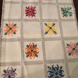 Handmade cross stitch coffee table set 3 piece